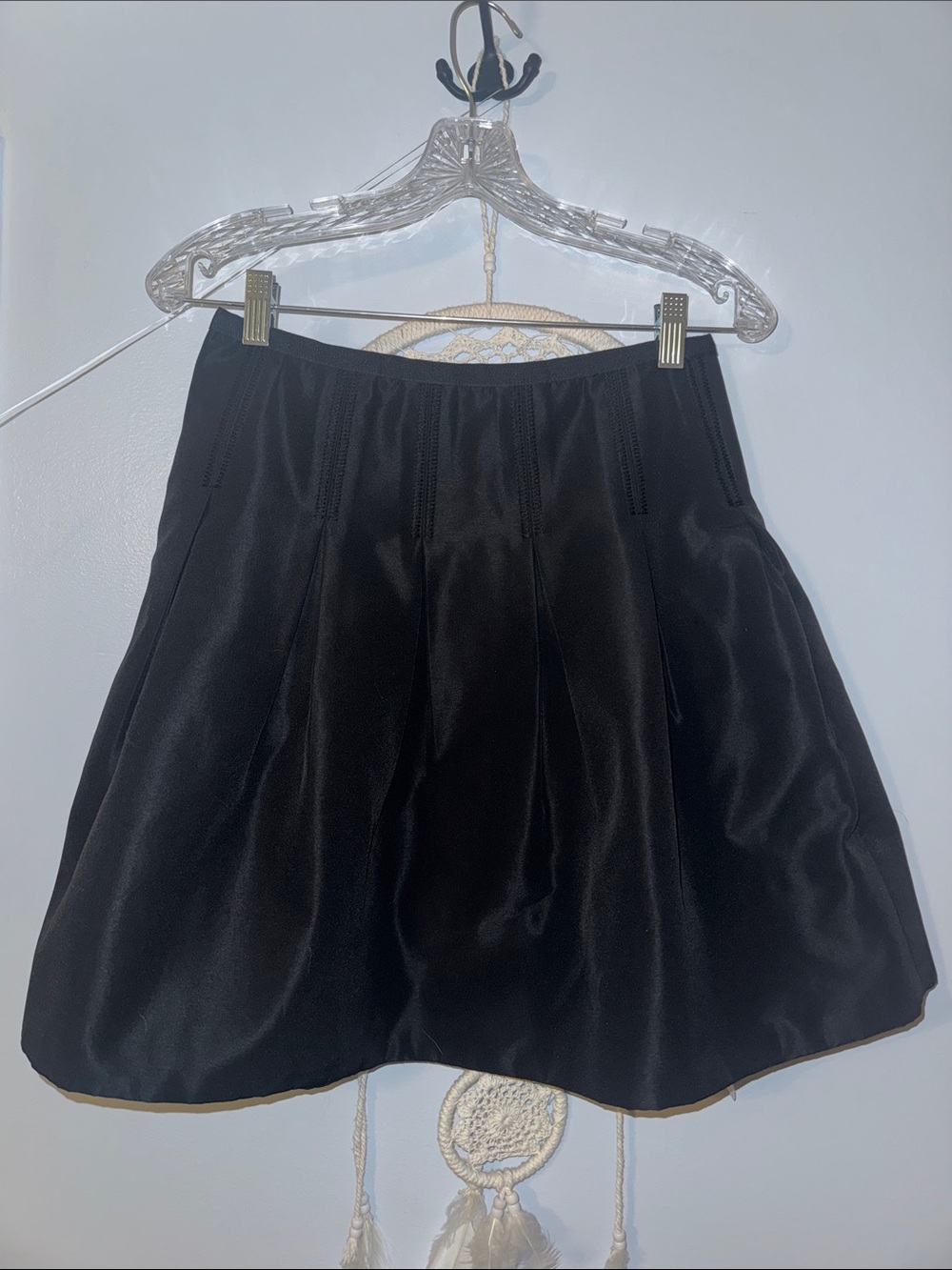 Vintage Gap Black A-Line Pleated Satin Skirt